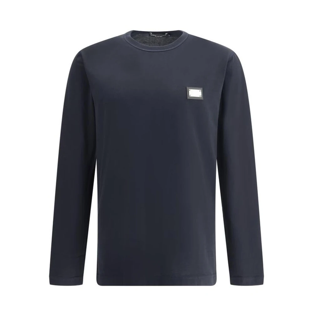 Dolce & Gabbana Katoenen Heren Longsleeve met Metalen Hardware Blue Heren