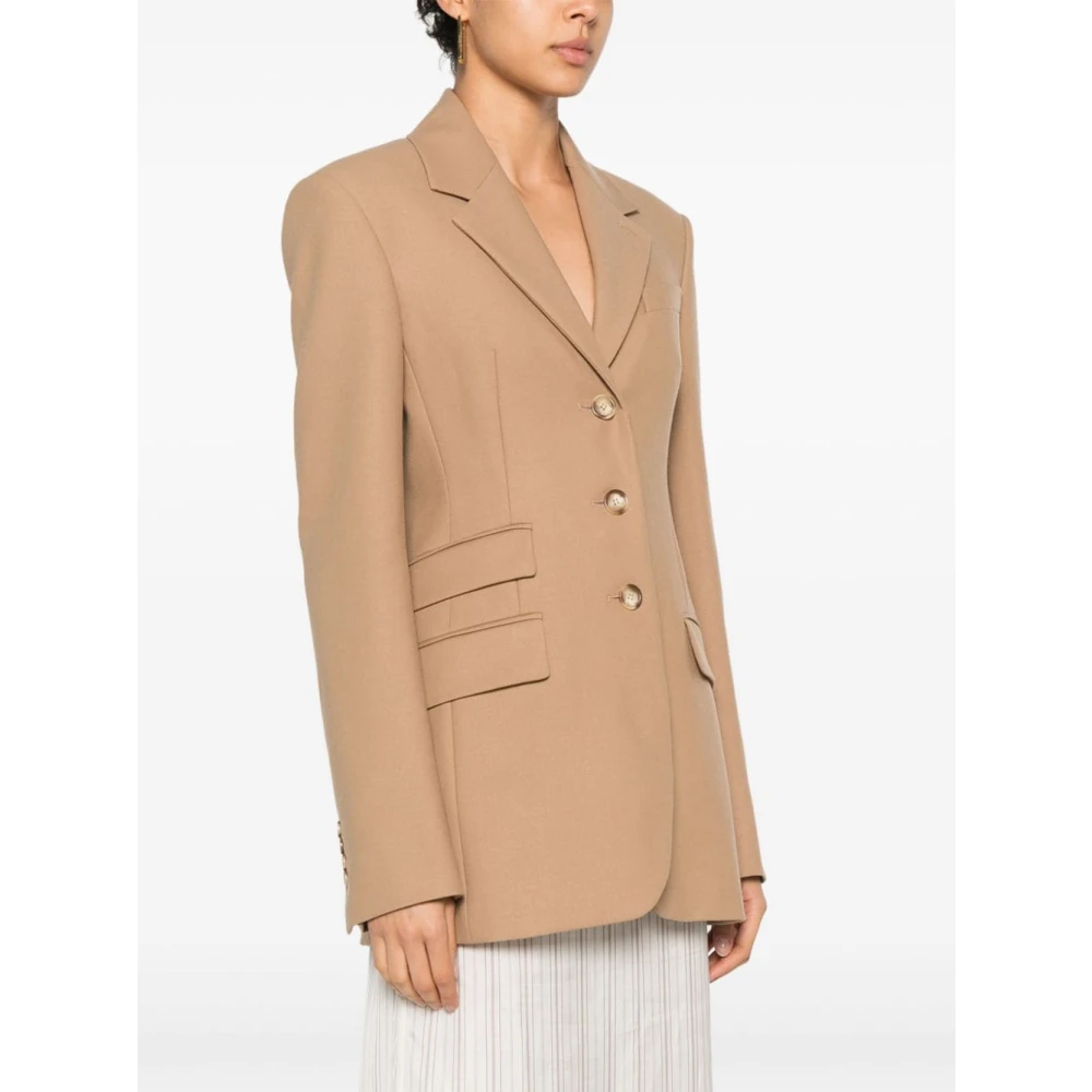 SPORTMAX Beige Wollen Blend Jas met Dart Detailering Beige Dames