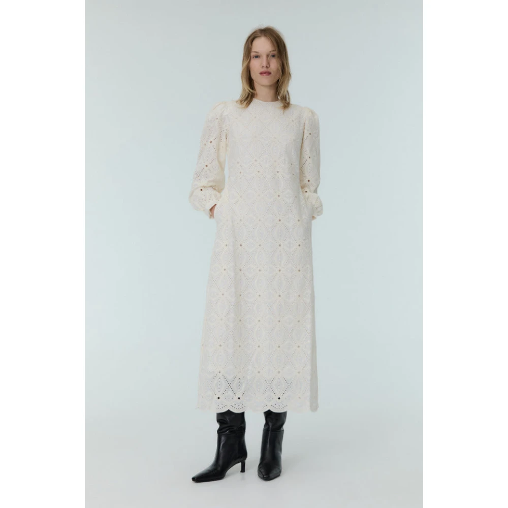 The New Society Geborduurde Voile Jurk in Ecru White Dames