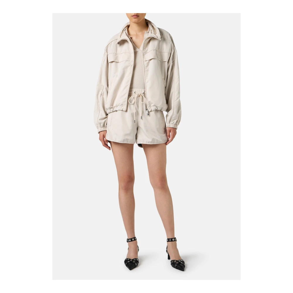 Iceberg Poederkleurige jas in actief nylon met logo Beige Dames