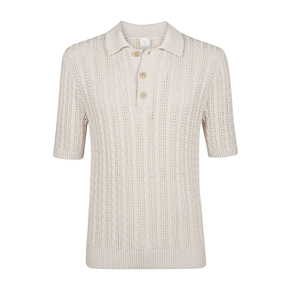 Eleventy Katoenen poloshirt met knoopdetail Beige Heren
