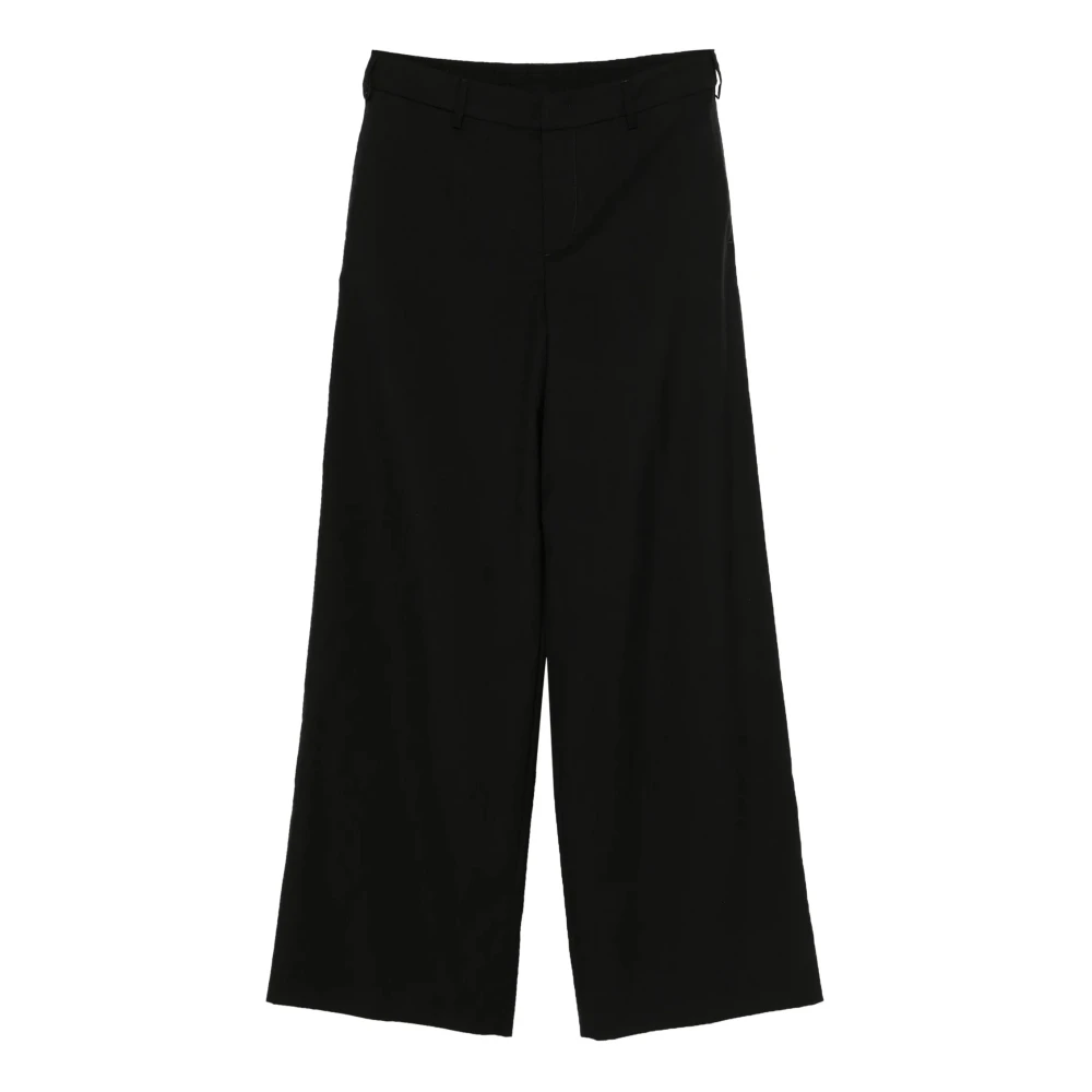 Pt Torino Women's Black Soft Trousers - Wide Trousers - L - Trousers