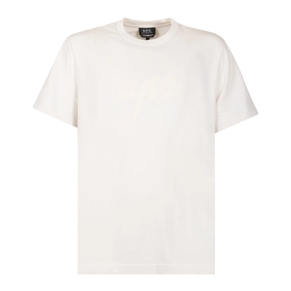 A.p.c. Geborduurd Logo Katoenen T-shirt Beige