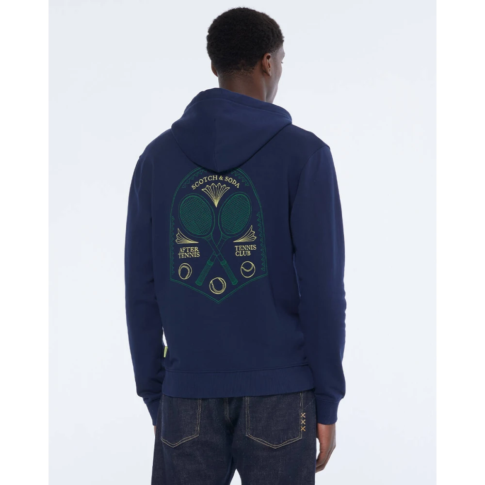 Scotch & Soda Artwork Hoodie Sweatshirt Blue Heren