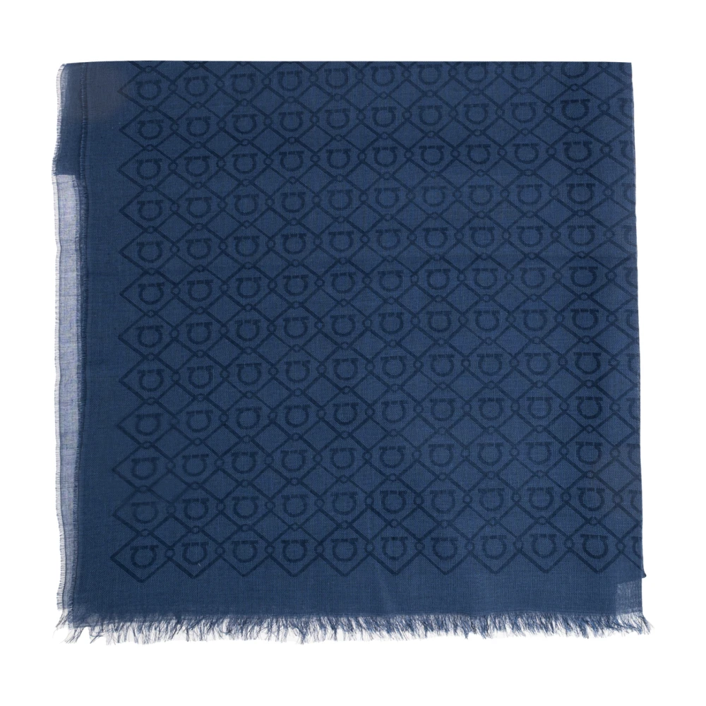 Ferragamo Blue Scarves, Male, One Size, Scarf With Monogram