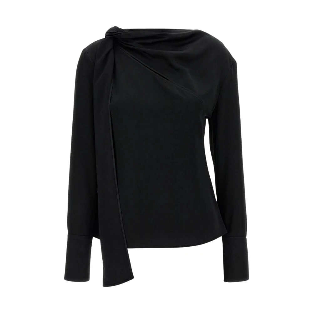 Givenchy Women's Black Elegant Silk Blouse With Knotted Neck - Blouses - S - Blouses & Shirts