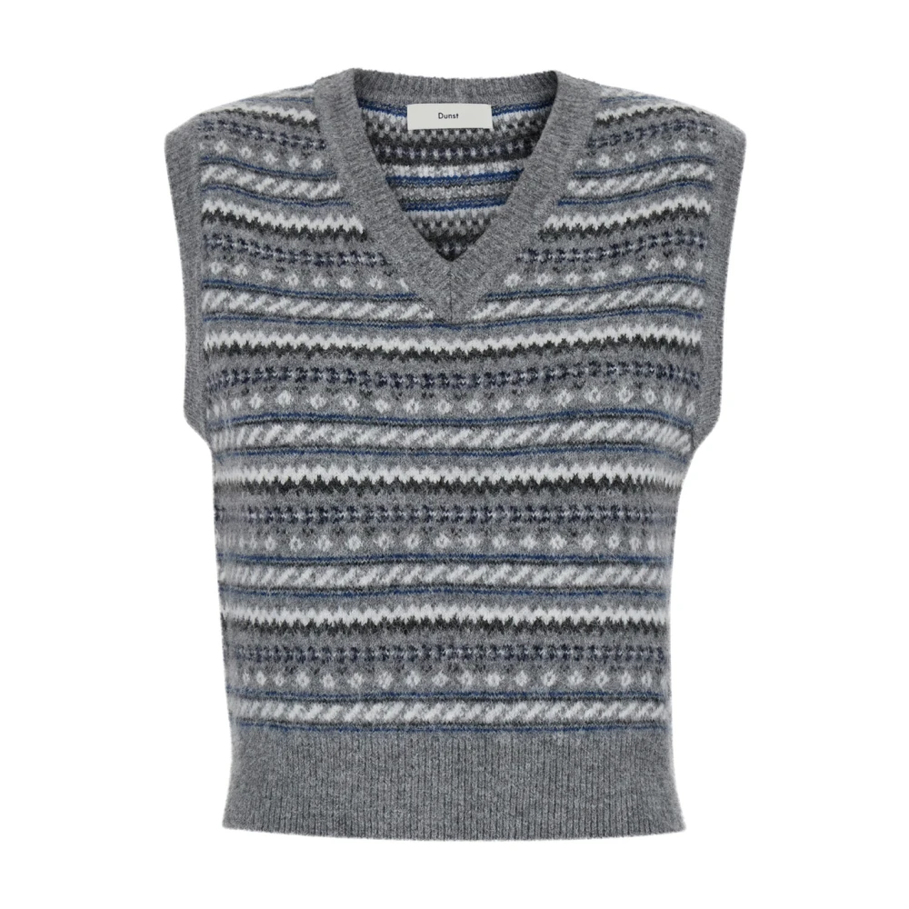 Dunst Grijs Jack met Patroon Gebreid Vest Gray Dames