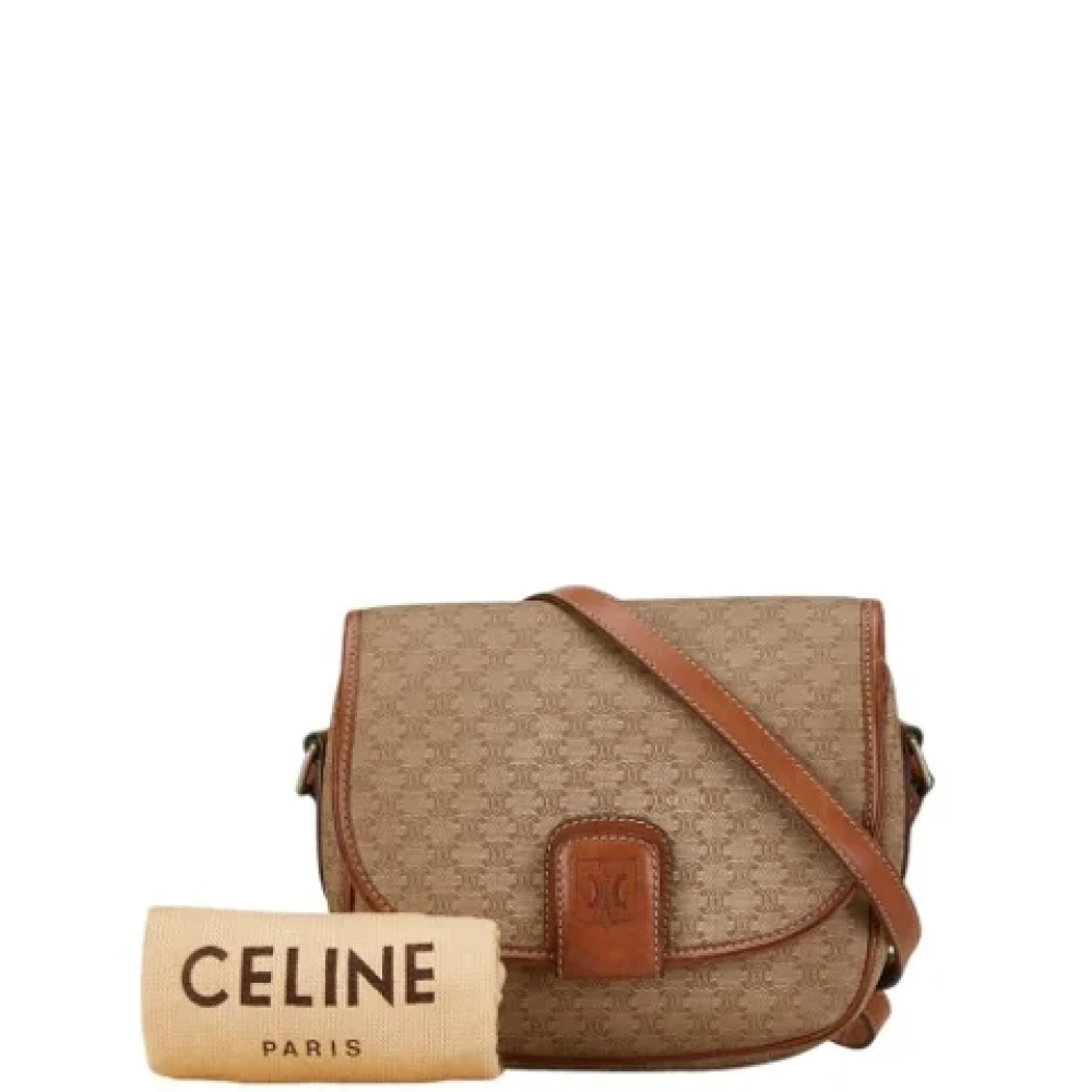 Celine Vintage Pre-owned Leather shoulder-bags Beige Dames