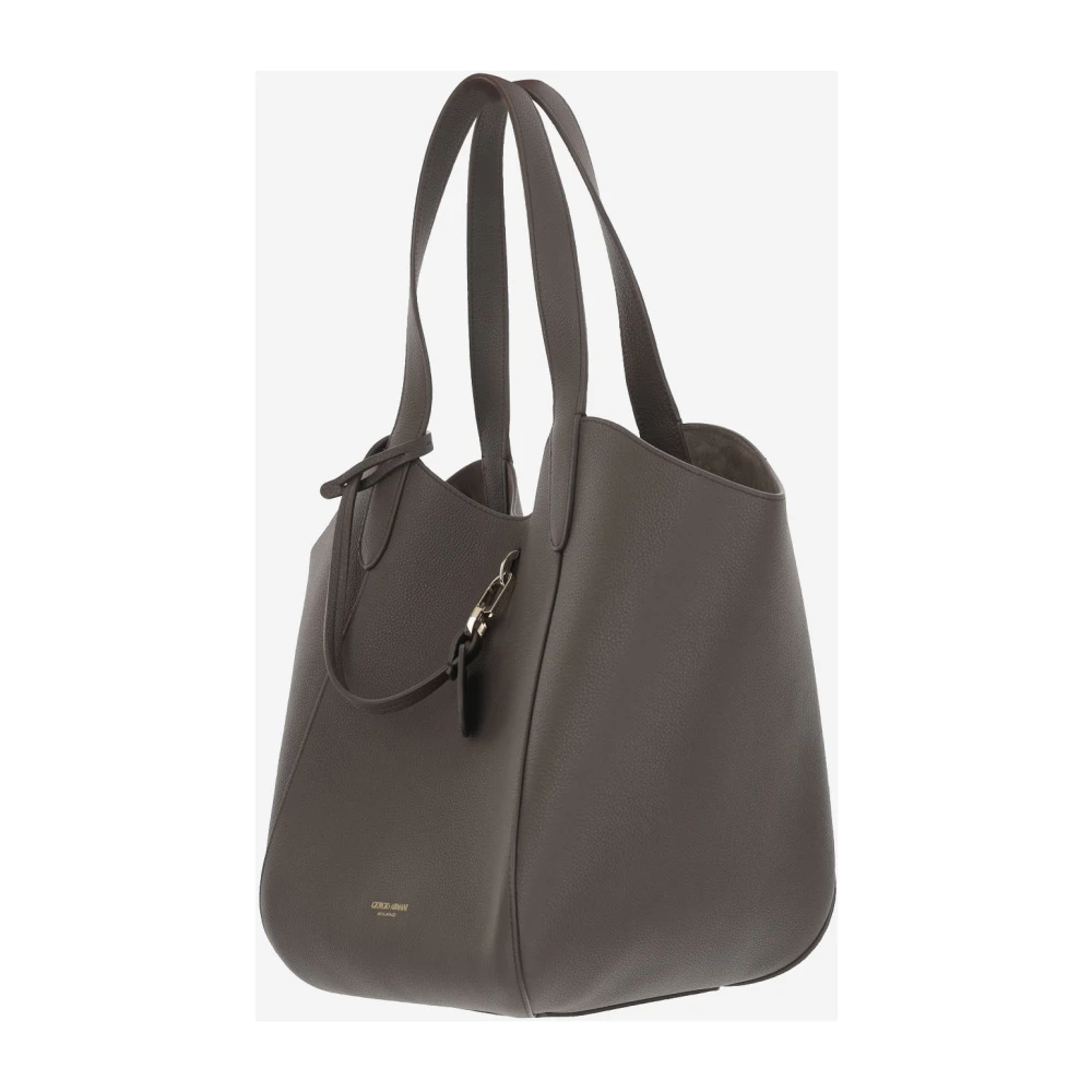 Giorgio Armani Logo Leren Tote Tas met Clutch Brown Dames