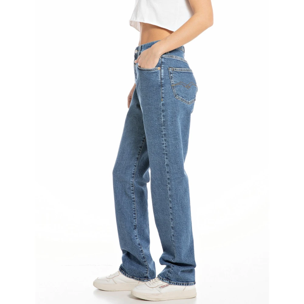 Replay Mid Blue Loose-Fit Denim Jeans Blue Dames