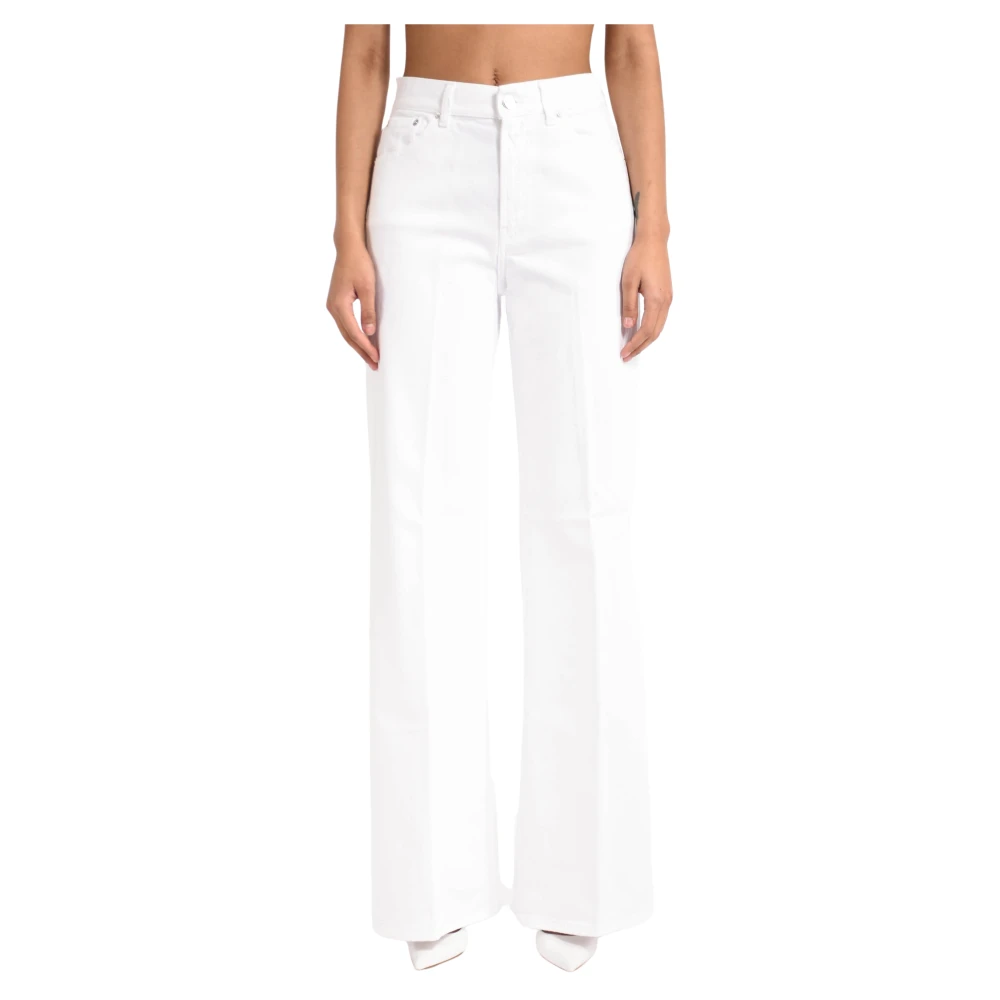 Dondup Donna Bianco - Pantaloni A Gamba Larga - Trousers - W28