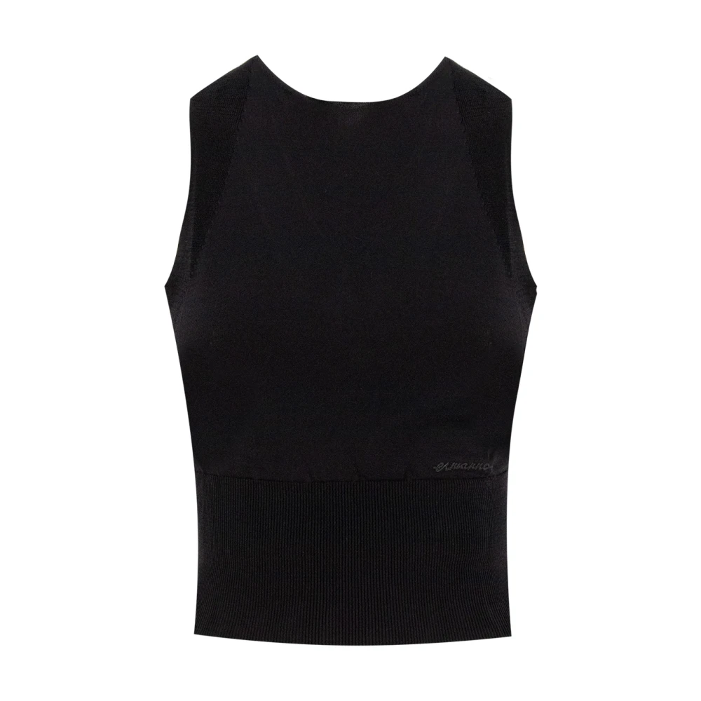 Ermanno Scervino Geribbelde Crew Neck Top met Logo Black Dames