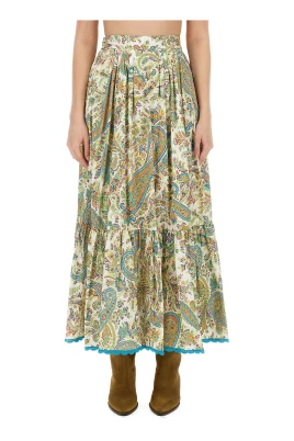 Tiered Paisley Long Skirt