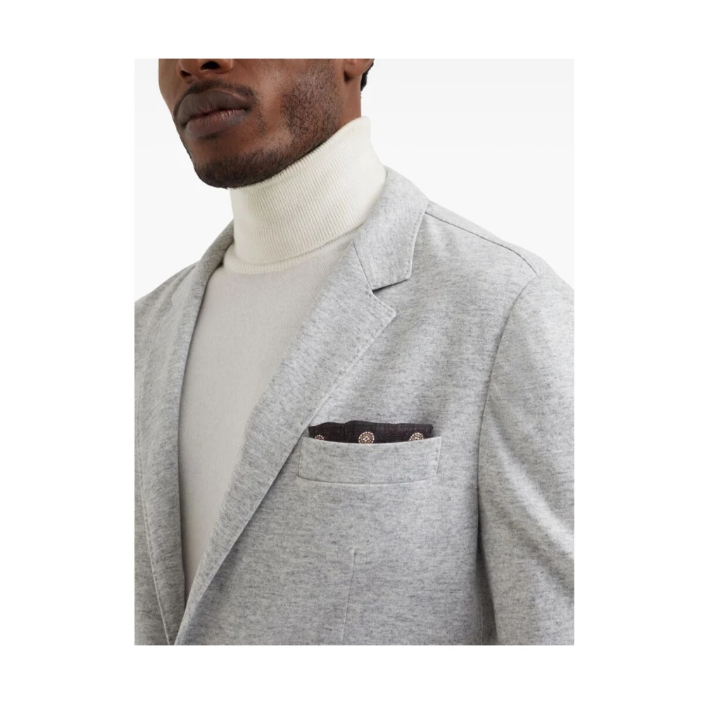 BRUNELLO CUCINELLI Kasjmier Grijze Jas met Revers Gray Heren