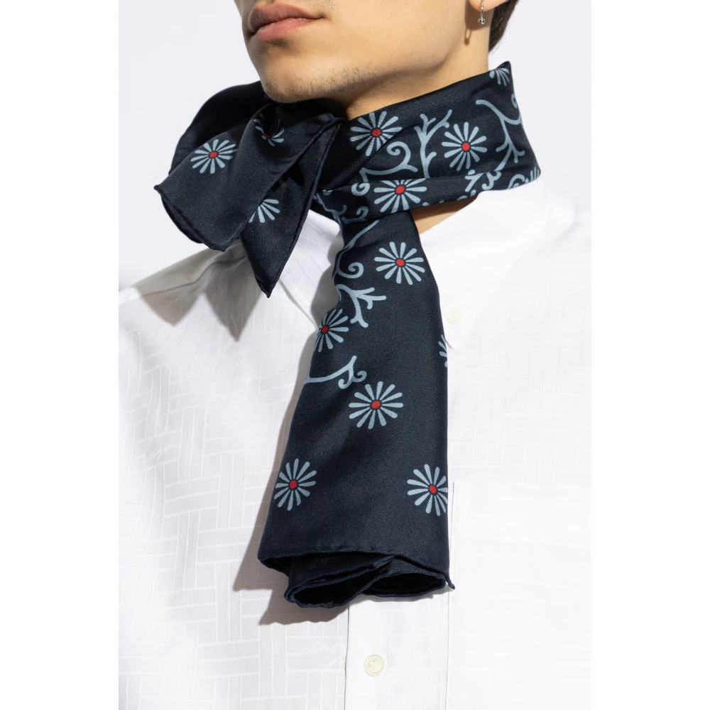 Kenzo Zijden sjaal met print Blue Unisex
