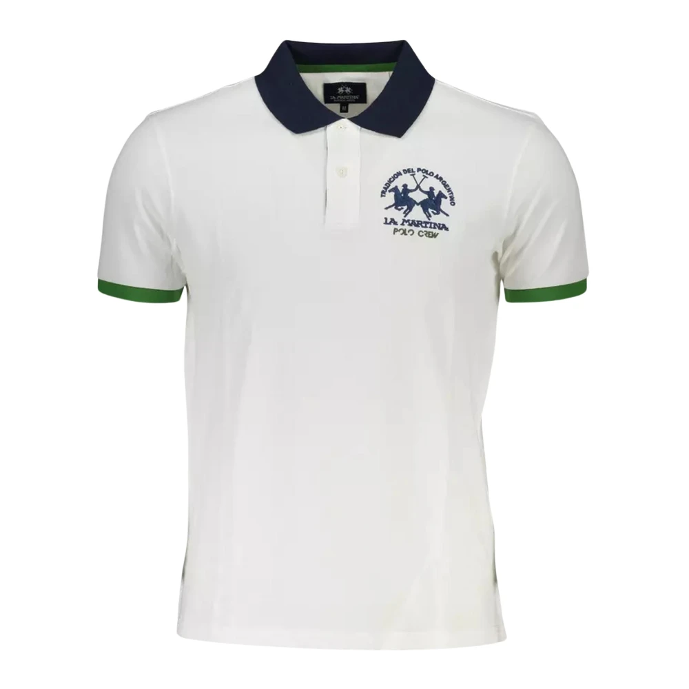La Martina Men's White Cotton Polo Shirt With Contrasting Details