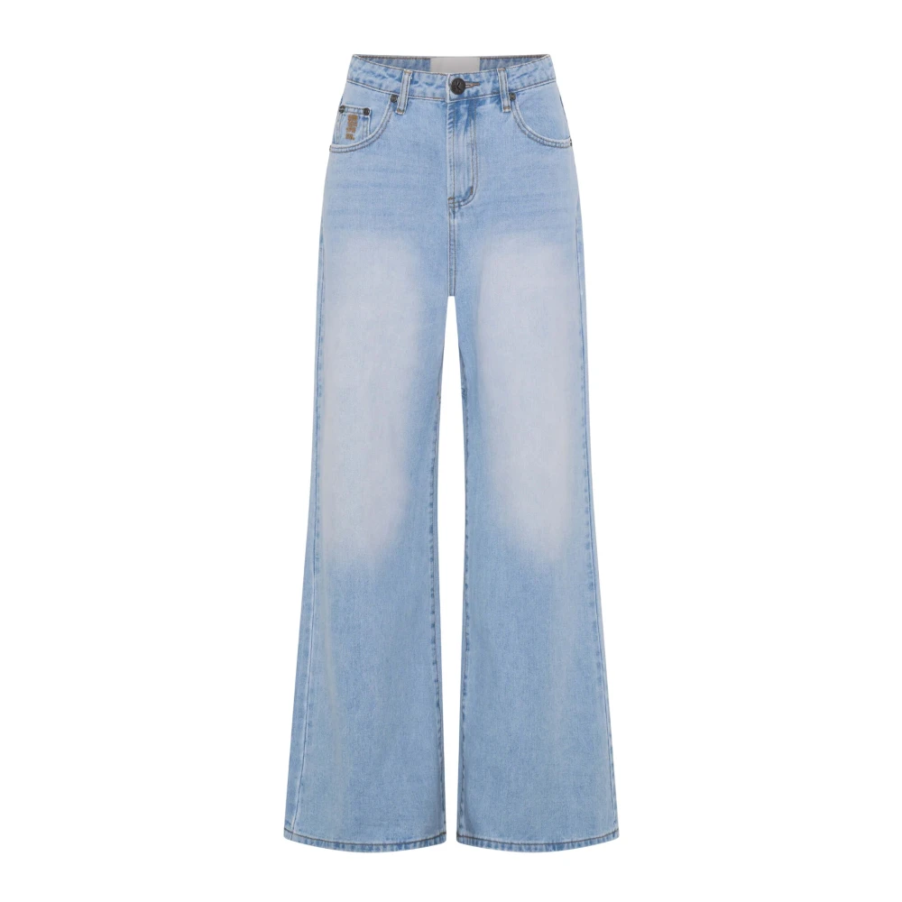 One Teaspoon Women's Blue Wide Jeans, W24, Love Machines Mid Waist Super Wide Leg Denim Jeans