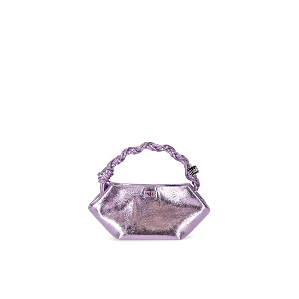 Ganni Gevlochten leren handvat schoudertas Purple Dames