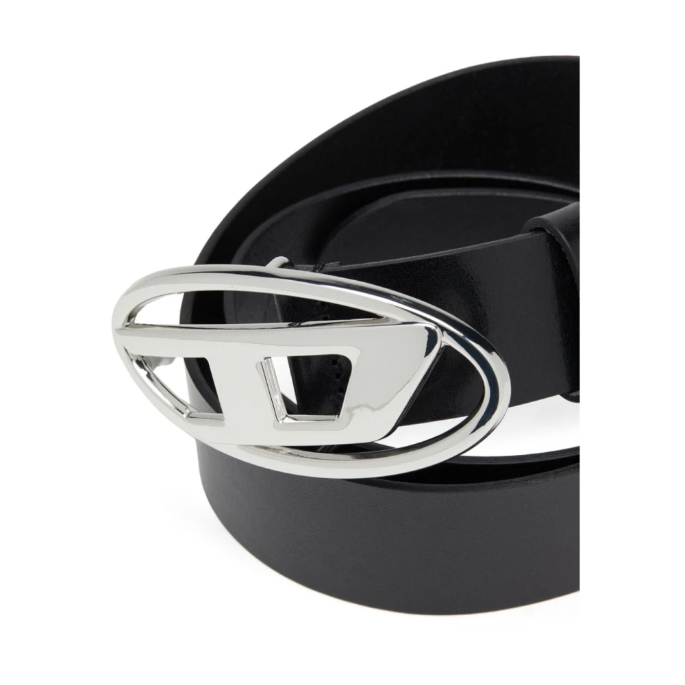 Diesel Zwart Leren Ovaal Gesp Riem Black Dames
