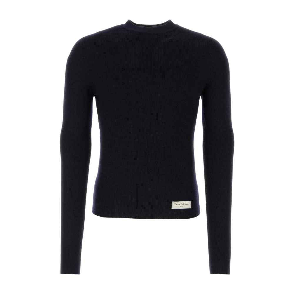 Balmain Men's Blue Navy Wool Jumper - Round-Neck Knitwear - 3XL - Knitwear