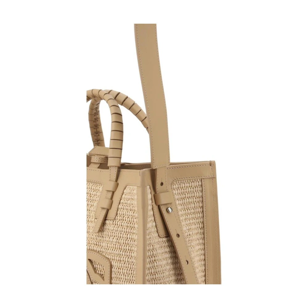 Casadei Raffia Handtas met Leren Details Beige Dames