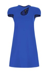 Elektrisches blaues Stretch -Krepp -Mini -Kleid