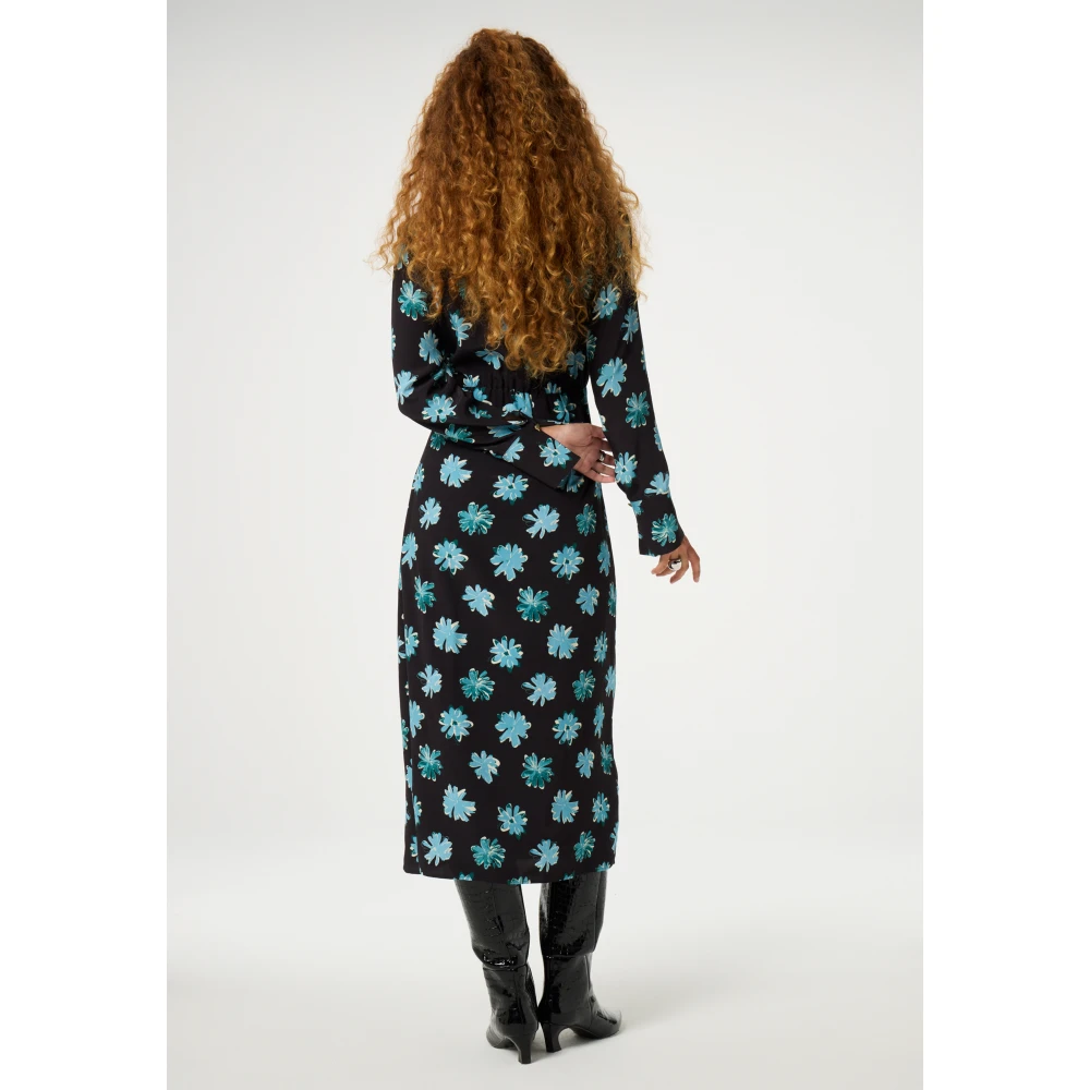 Fabienne Chapot Bloemen Wrap Midi Jurk Black Dames
