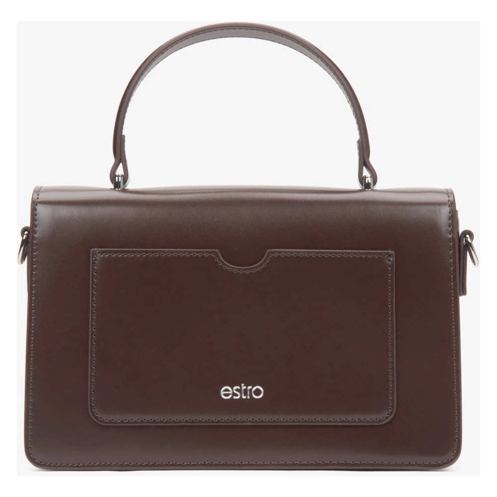 Estro Dames Zadelbruine Handtas met Zilveren Hardware Brown Dames