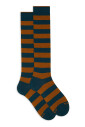 chaussettes-longues-en-coton-vert-pour-femmes-a-rayures-bicolores
