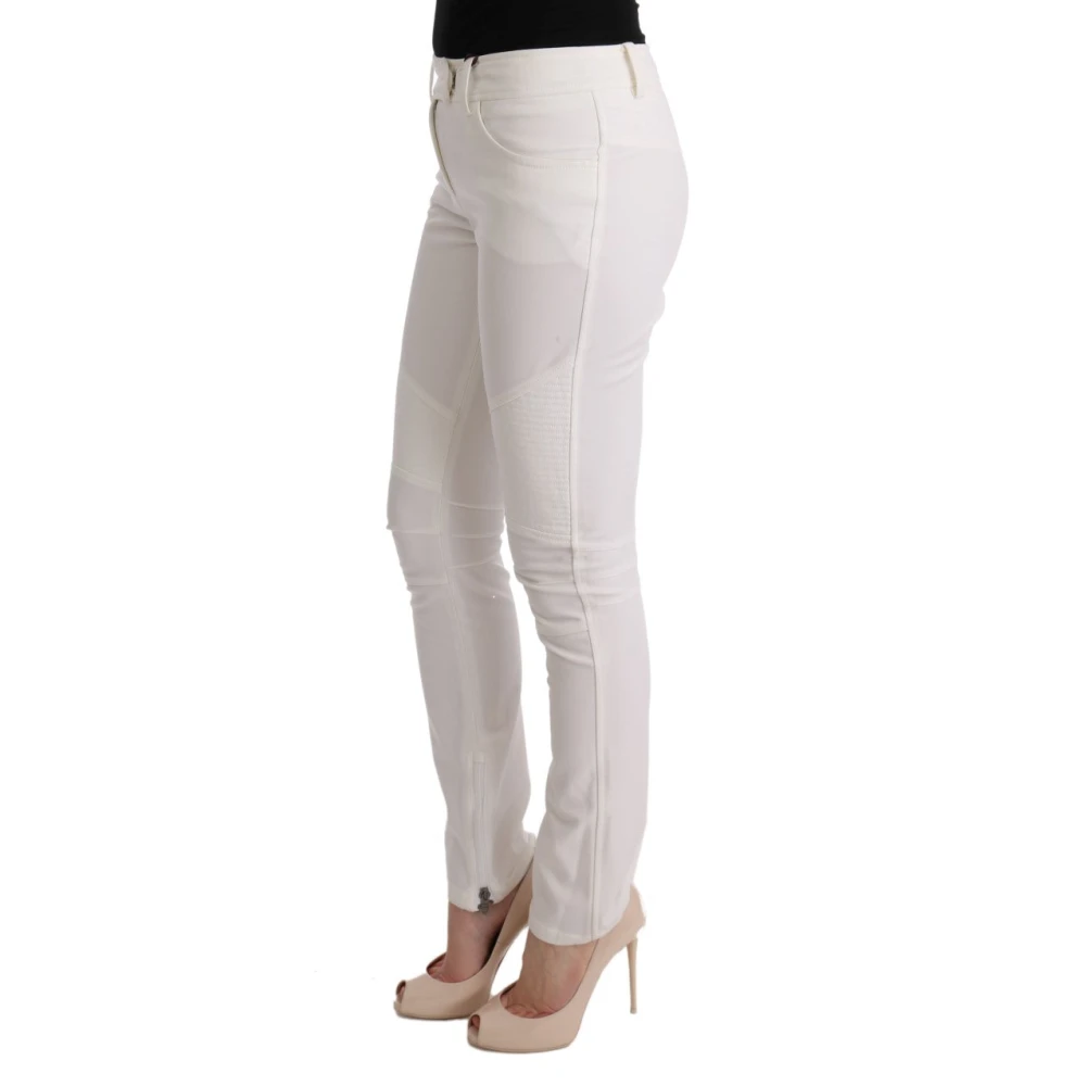 Ermanno Scervino Witte katoenen slim fit broek White Dames