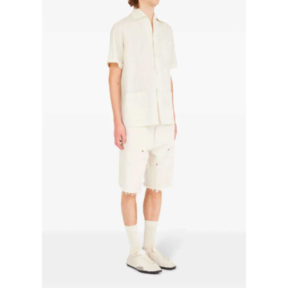 Maison Margiela Gestreept korte mouw overhemd White Heren