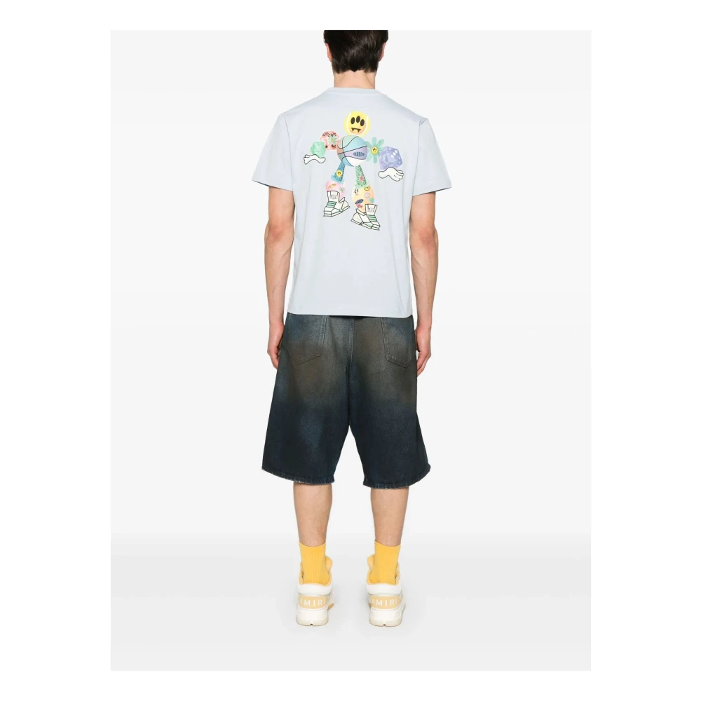 Barrow Blauw Grafisch Katoenen T-shirt Blue Heren