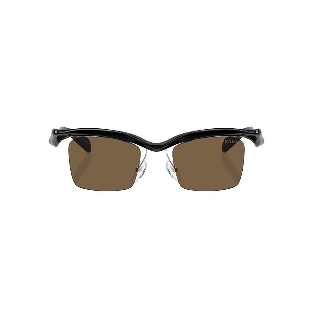 Prada Men's Brown Man Pr A15s 1Ab8c1 Sunglasses Nylon Black Squared Normal - Image 4