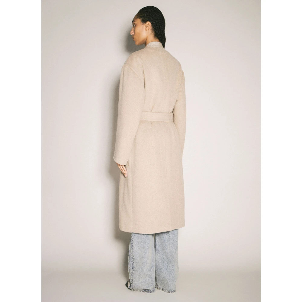 MM6 Maison Margiela Wolmix omslagjas met riem Beige Dames