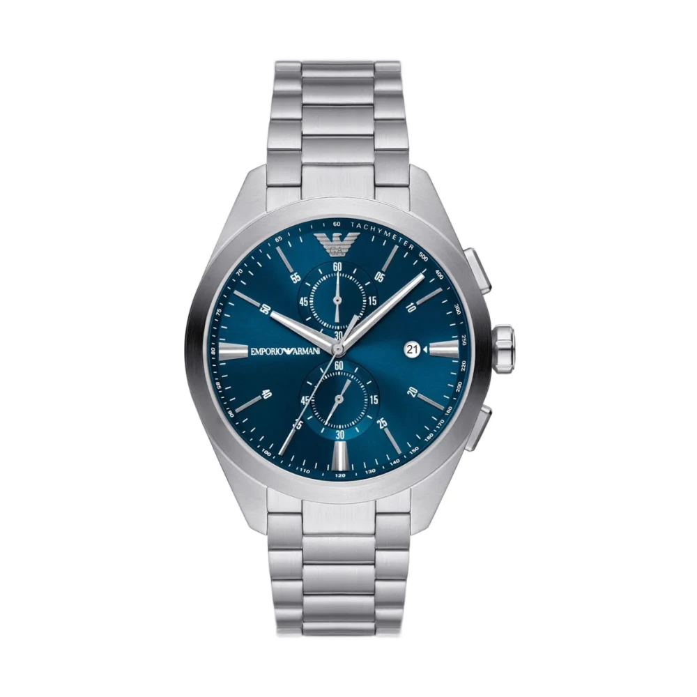 Emporio Armani Uomo Argento Orologio Da Polso, -, (Cronografo, Orologio Analogico, 43 Mm) - Immagine 2