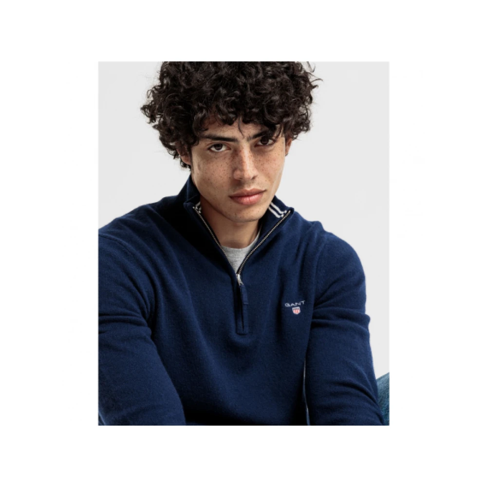Gant Fijne wollen half-zip trui Blue Heren