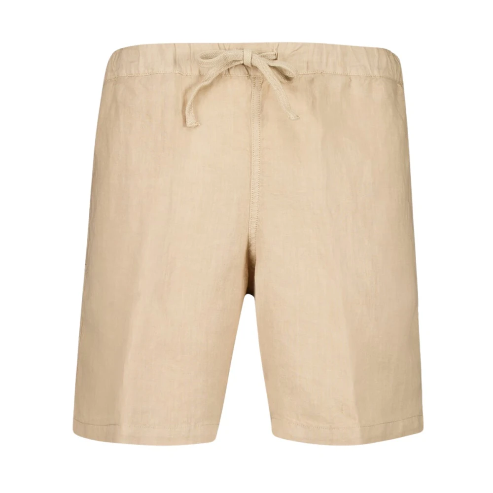 120% Lino Beige Almond Linen Bermuda Shorts - Male - Casual Shorts - 4XL - Shorts