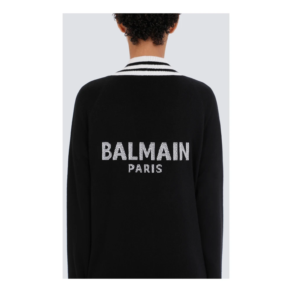 Balmain Wol en kasjmier vest Black Dames