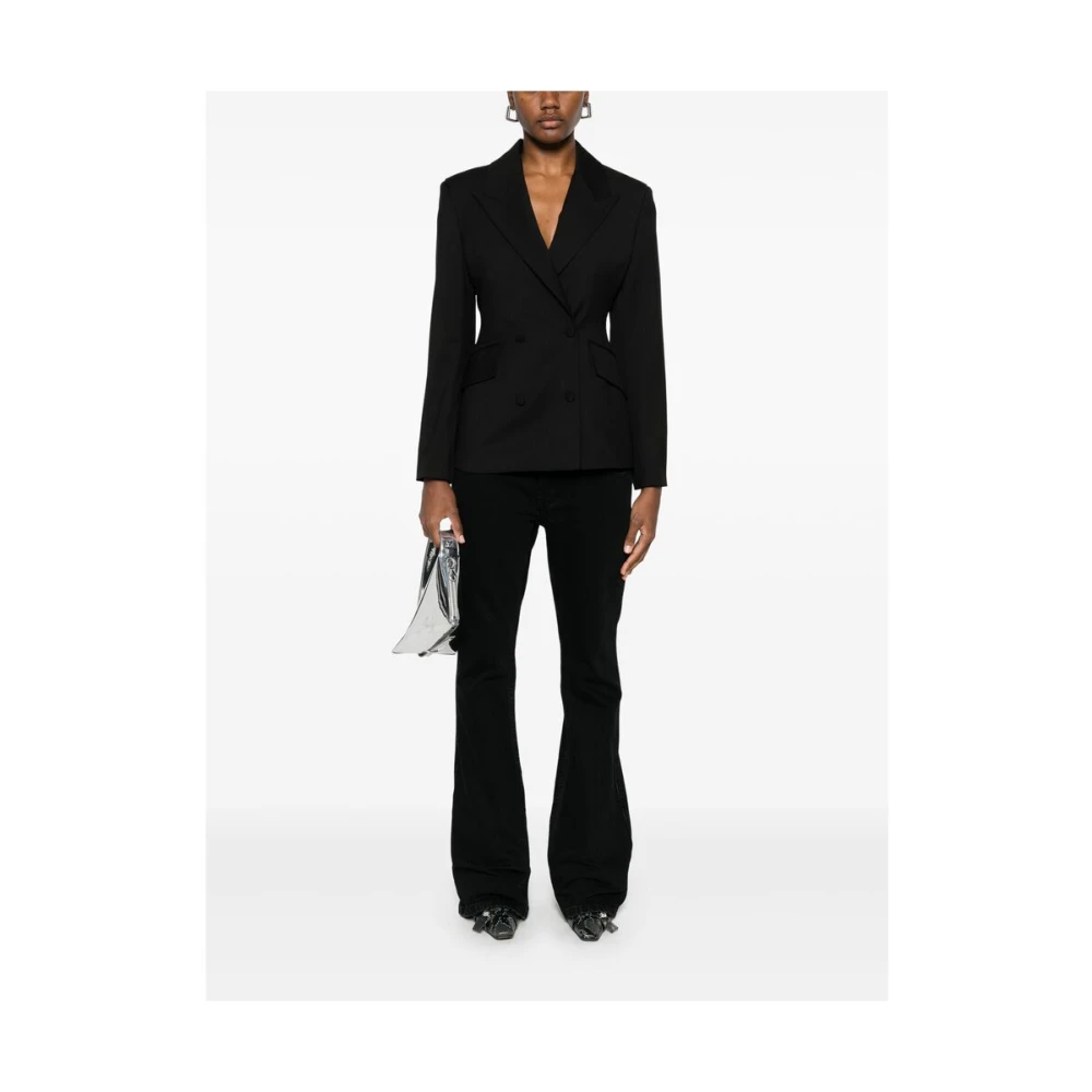 Remain Birger Christensen Zwarte jas met voorflapzakken Black Dames