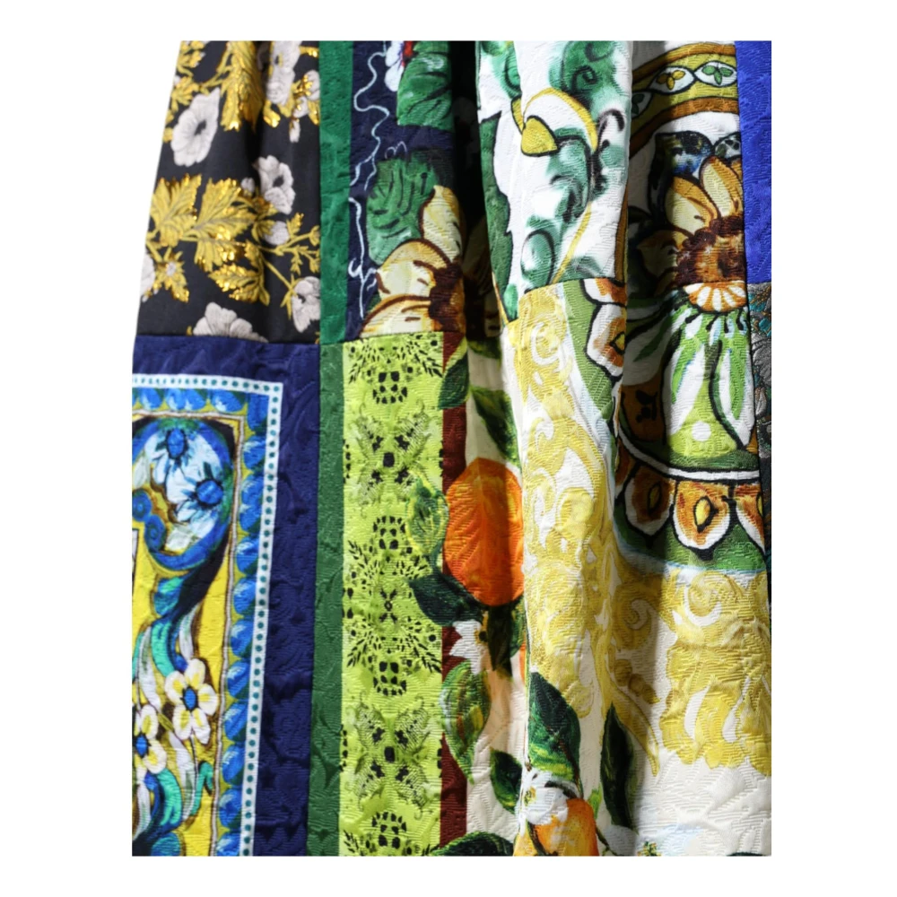 Dolce & Gabbana Sicily Patchwork Maxi Rok Rits Sluiting Multicolor Dames