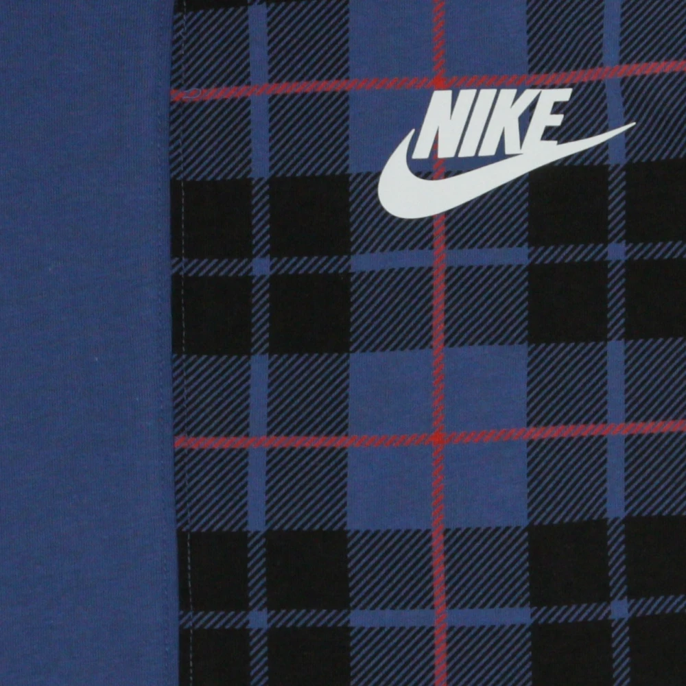 Nike Plaid Mystic Navy White Long Sleeve Top Multicolor Dames