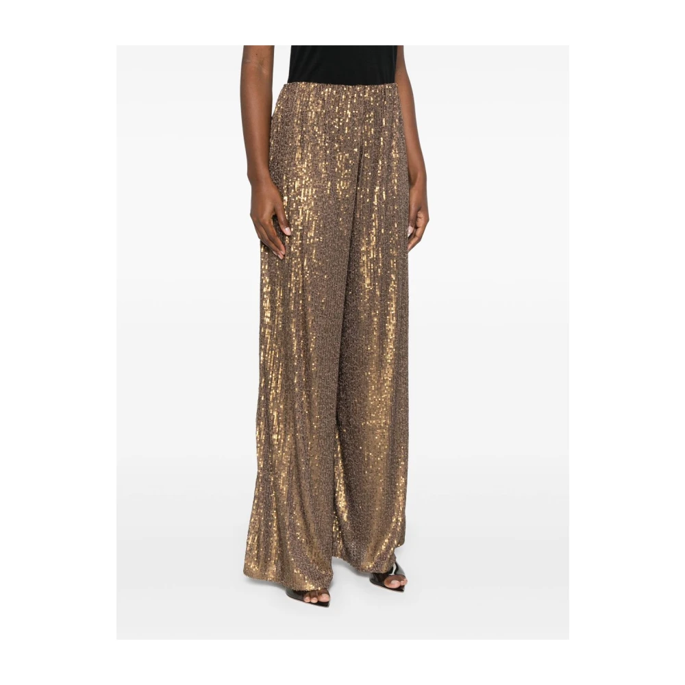 Norma Kamali Bruine Pailletversierde Elastische Broek Brown Dames