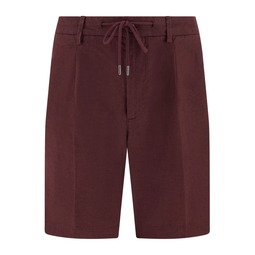 Boggi Milano Mannelijk Rood Korte Broeken Heren, 2XL, Linnen, Bermuda's In Linnen