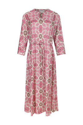 fuchsia-printed-twill-flared-dress