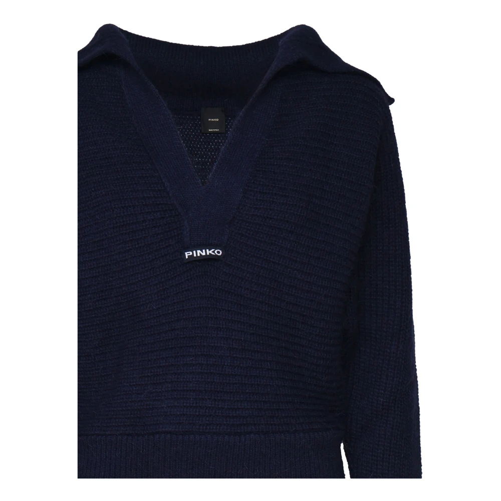 pinko Navy V-Hals Gebreide Trui Sweater Blue Dames