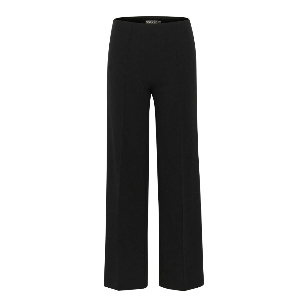 Soaked In Luxury Women's Black Wide Trousers, M, Straight Leg Trousers