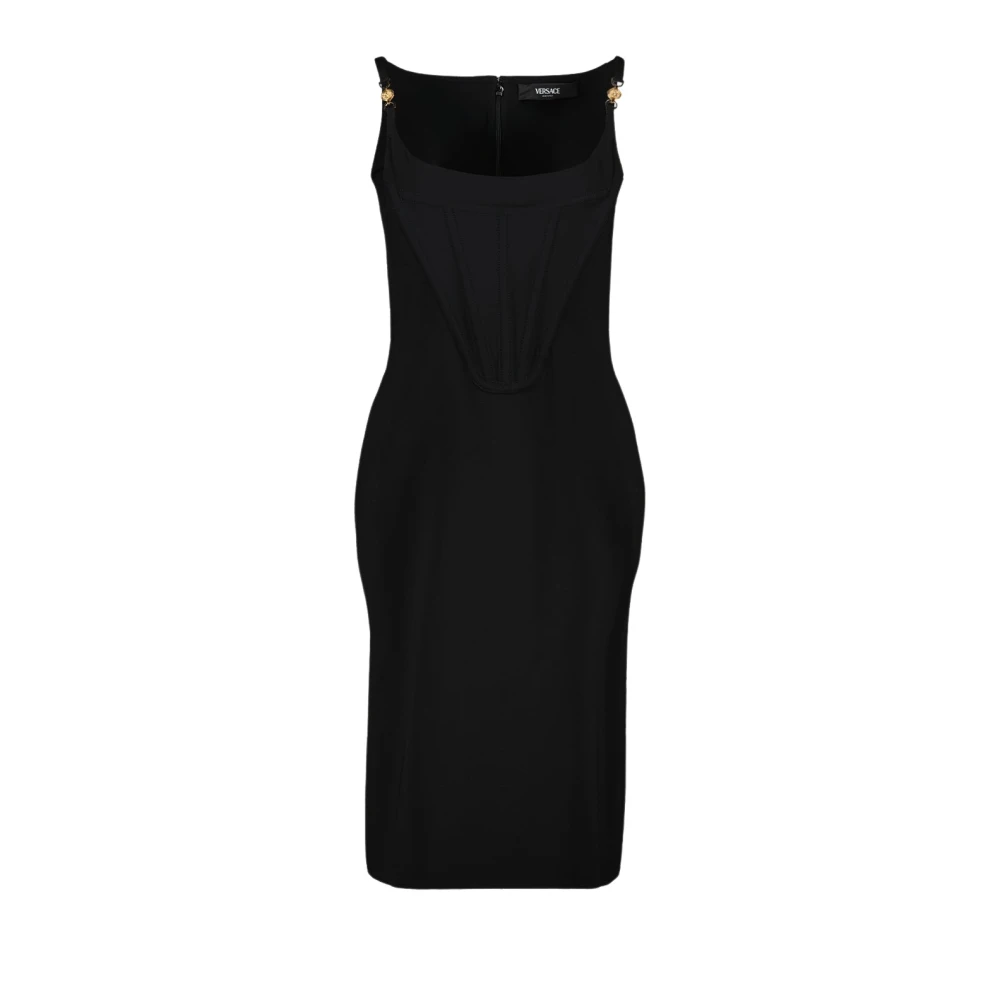 Versace Zwarte mouwloze jurk met Medusa 95 hardware Black Dames