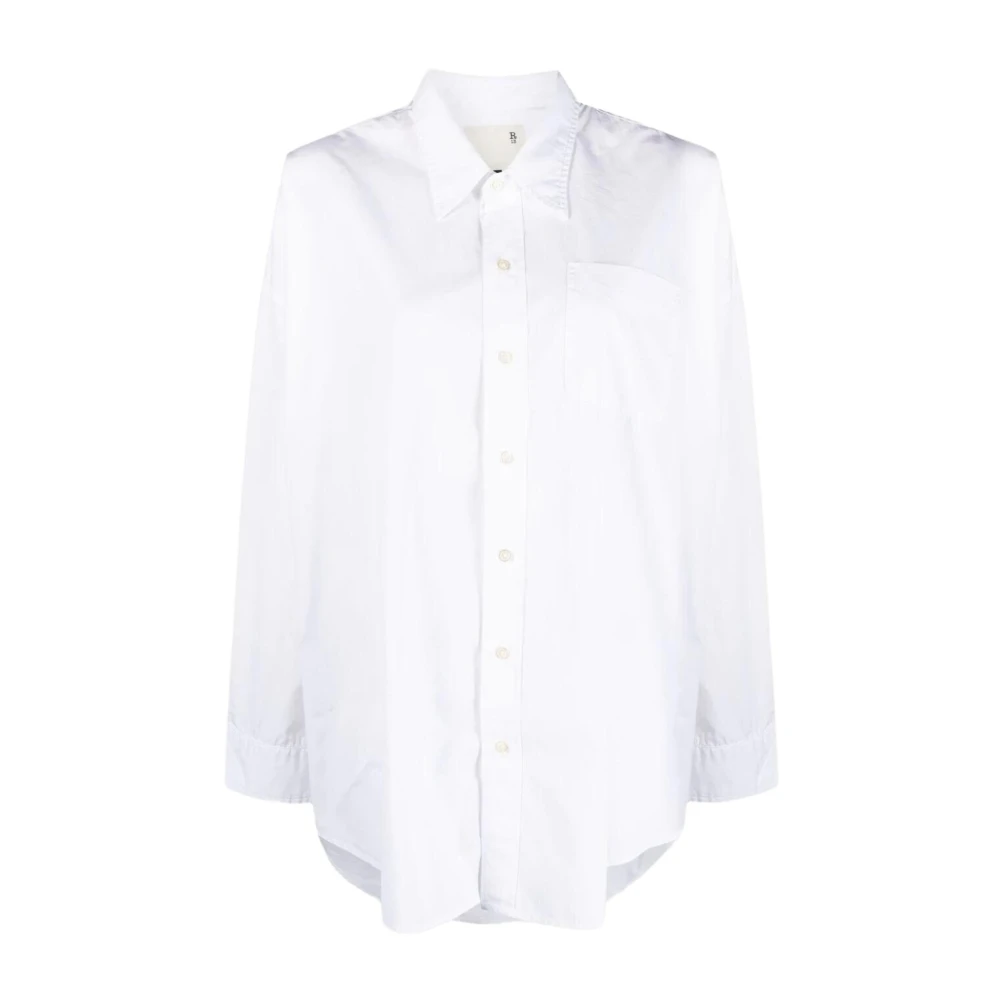 R13 Wit Drop Neck Oxford Overhemd White Dames