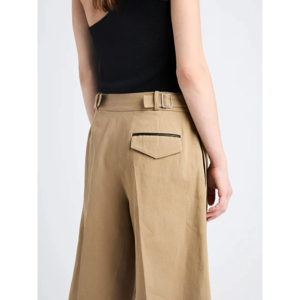 Proenza Schouler Korte Katoenen Linnen Bermuda Shorts Beige Dames