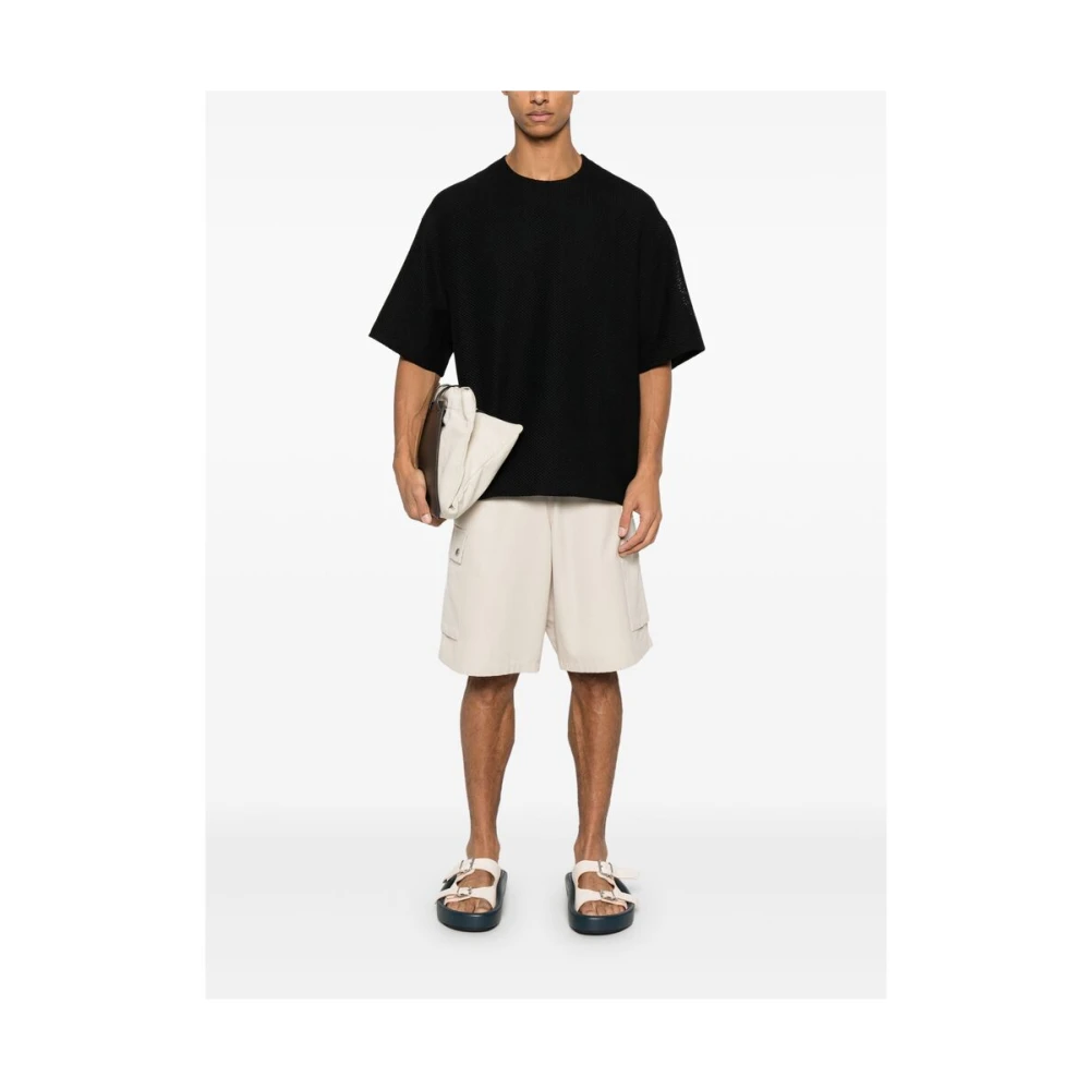 Jil Sander Zwarte Rits Crew Neck T-shirt Black Heren